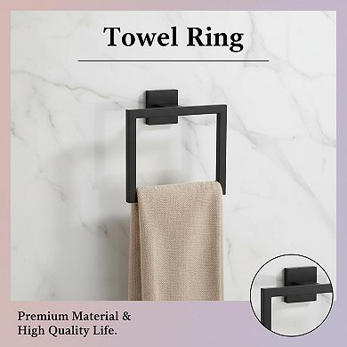 10-Piece Matte Black Bathroom Hardware Set SUS304 Stainless Steel Towel Bar Rack Kit