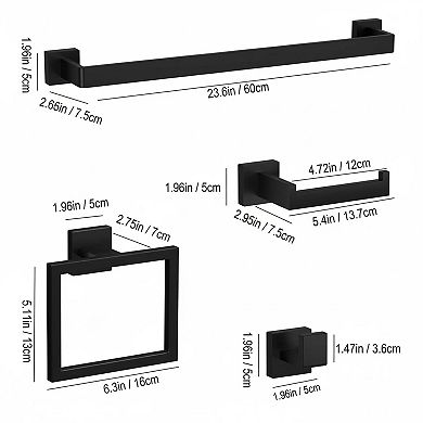 10-Piece Matte Black Bathroom Hardware Set SUS304 Stainless Steel Towel Bar Rack Kit