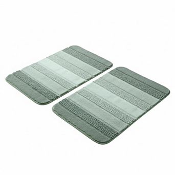 2 Ombre Chenille Bathroom Rugs Set Non-slip Ultra Soft Washable Shaggy Absorbent Bath Mats