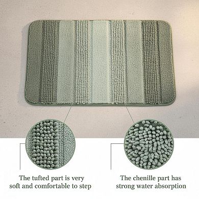 2 Ombre Chenille Bathroom Rugs Set Non-slip Ultra Soft Washable Shaggy Absorbent Bath Mats