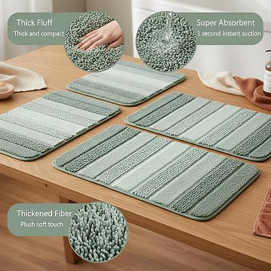 2 Ombre Chenille Bathroom Rugs Set Non-slip Ultra Soft Washable Shaggy Absorbent Bath Mats