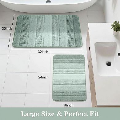 2 Ombre Chenille Bathroom Rugs Set Non-slip Ultra Soft Washable Shaggy Absorbent Bath Mats