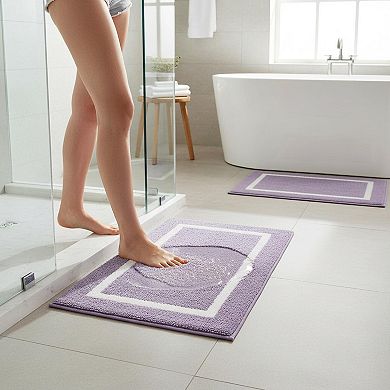 2 Piece Bath Rug Set Super Soft Absorbent Microfiber Non Slip Machine Washable