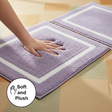 2 Piece Bath Rug Set Super Soft Absorbent Microfiber Non Slip Machine Washable