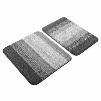 2 pc Bathroom Rug Set Soft Absorbent Microfiber Non Slip Machine Wash Plush Shaggy TP Backing