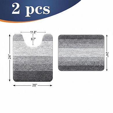 2 Piece Bathroom Rug Set Soft Absorbent Microfiber Non Slip Machine Wash Plush Shaggy TP Backing