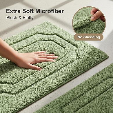 2 Piece Bathroom Rug Set Extra Soft Absorbent Microfiber Non Slip Plush Bath Mats