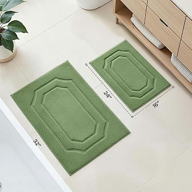 2 Piece Bathroom Rug Set Extra Soft Absorbent Microfiber Non Slip Plush Bath Mats