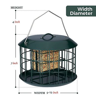 Squirrel Proof Suet Feeder Double Cake Capacity All Metal Hanging Bird Feeder