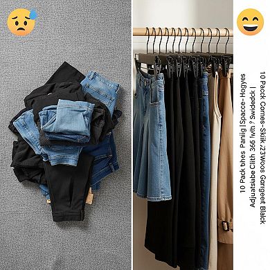 10 Pack Space-Saving Clothes Hangers Adjustable Clips, 360° Swivel Hook, Multifunctional Pants