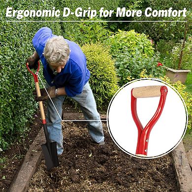 45 Inch Heavy Duty D Handle Garden Spade Shovel For Digging Trenching