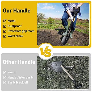 31 Inch Heavy Duty Garden Shovel Curved D Handle Portable Camping Beach Spade