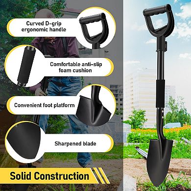 31 Inch Heavy Duty Garden Shovel Curved D Handle Portable Camping Beach Spade