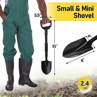 31 Inch Heavy Duty Garden Shovel Curved D Handle Portable Camping Beach Spade