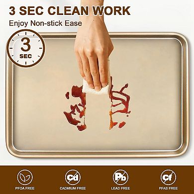 Baking Sheet Pan Set of 2, Commercial Cookie Sheets for Baking, Nonstick Carbon Steel Jelly Roll Pan