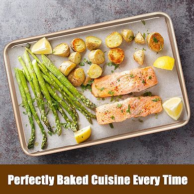 Baking Sheet Pan Set of 2, Commercial Cookie Sheets for Baking, Nonstick Carbon Steel Jelly Roll Pan