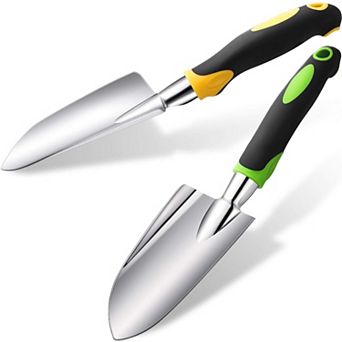 2 Pack Aluminum Alloy Garden Trowel Soft Non Slip Handle Planting Digging Tool