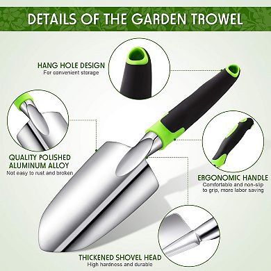 2 Pack Aluminum Alloy Garden Trowel Soft Non Slip Handle Planting Digging Tool