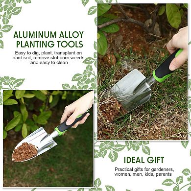 2 Pack Aluminum Alloy Garden Trowel Soft Non Slip Handle Planting Digging Tool