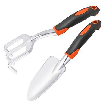 2 Pack Heavy Duty Gardening Tools Shovel Rake Claw Ergonomic Handle For Digging Weeding