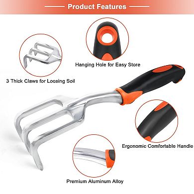 2 Pack Heavy Duty Gardening Tools Shovel Rake Claw Ergonomic Handle For Digging Weeding