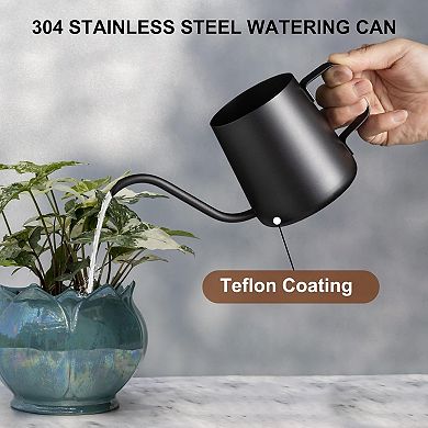 12 Oz Stainless Steel Indoor Plant Watering Can Long Spout Teflon Coated