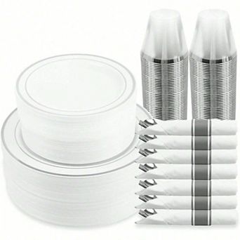 Premium Disposable Dinnerware Set for 50 Guests