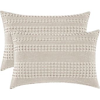 Cotton Waffle Pillow Shams Standard Size, 2 Pack 20" x 26" Soft Skin-Friendly Pillowcases,No Filling