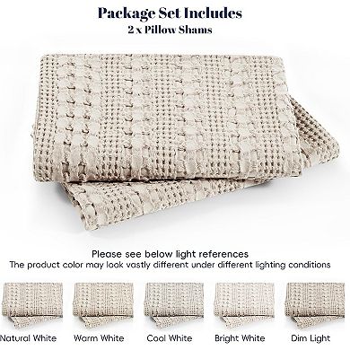 Cotton Waffle Pillow Shams Standard Size, 2 Pack 20" x 26" Soft Skin-Friendly Pillowcases,No Filling