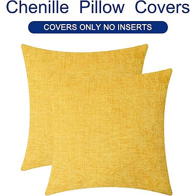 Throw Pillow Covers Decorative Pack of 2 Cozy Chenille Cushion Cases for Couch Sofa Bed Living Room