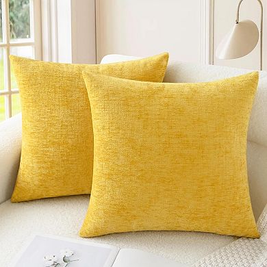 Throw Pillow Covers Decorative Pack of 2 Cozy Chenille Cushion Cases for Couch Sofa Bed Living Room