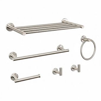 6 pc Bathroom Accessories Set SUS304 Stainless Steel Wall Mounted