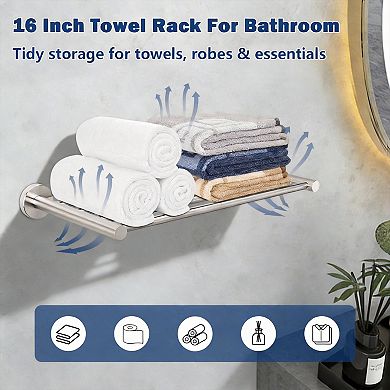 6 Pieces Bathroom Accessories Set SUS304 Stainless Steel Wall Mounted