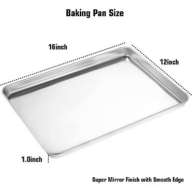 Baking Sheet & Rack Set [2 Sheets + 2 Racks], Stainless Steel Cookie Pan with Cooling Rack