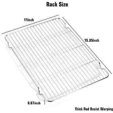 Baking Sheet & Rack Set [2 Sheets + 2 Racks], Stainless Steel Cookie Pan with Cooling Rack