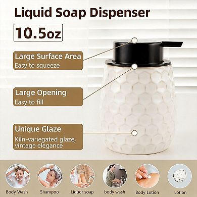 4pcs Ceramic Bathroom Accessory Set with Foaming Soap Dispenser Tumblers Soap Dish