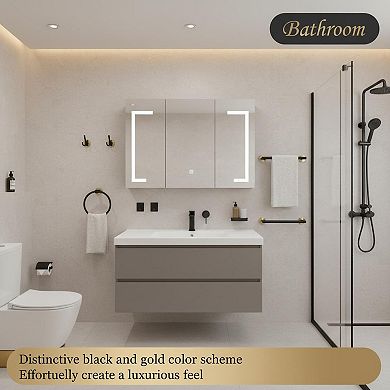 7-Piece Bathroom Hardware Accessory Set Stainless Steel Matte Black Rust Resistant Luxury