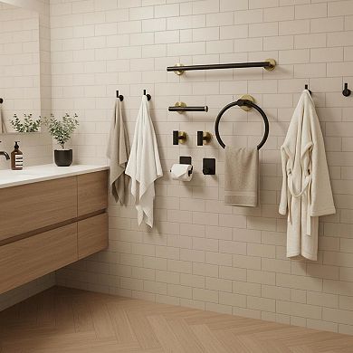 7-Piece Bathroom Hardware Accessory Set Stainless Steel Matte Black Rust Resistant Luxury