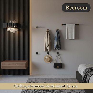 7-Piece Bathroom Hardware Accessory Set Stainless Steel Matte Black Rust Resistant Luxury