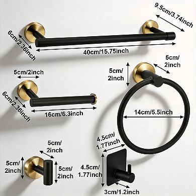 7-Piece Bathroom Hardware Accessory Set Stainless Steel Matte Black Rust Resistant Luxury