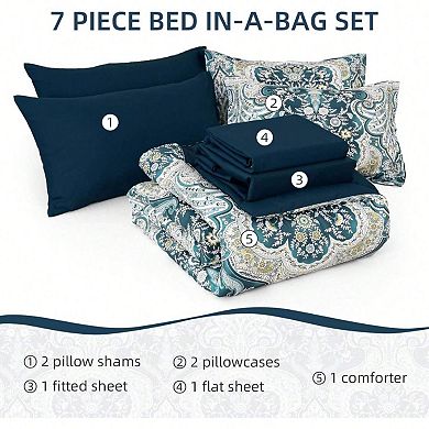 Boho Paisley Comforter Set 7pc Soft Microfiber Breathable Fade Resistant
