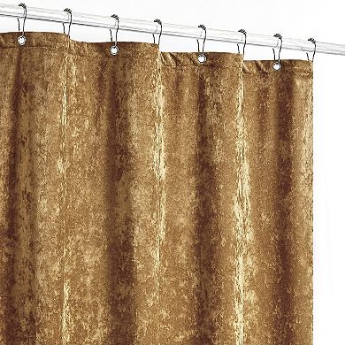 Distressed Velvet Shower Curtain Set 13Pc 72x72 w/12 Hooks Machine Washable Luxe Super Soft