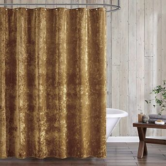 Distressed Velvet Shower Curtain Set 13 pc 72x72 w/12 Hooks Machine Washable Luxe Super Soft