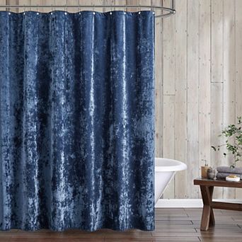 Distressed Velvet Shower Curtain Set 13 pc 72x72 w/12 Hooks Machine Washable Luxe Super Soft