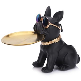 Black bulldog tray, home and office decor