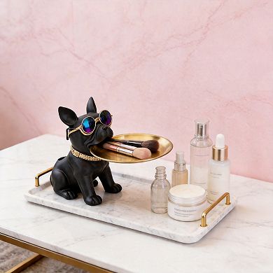 Black bulldog tray, home and office decor