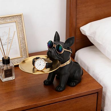 Black bulldog tray, home and office decor