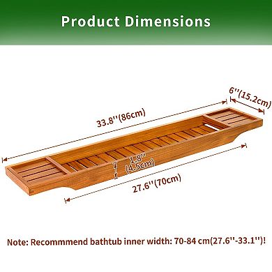 Teak Wooden Bathtub Caddy Bathroom Storage Tray