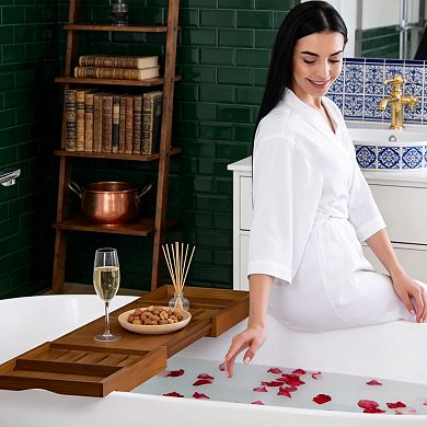 Expandable Teak Bathtub Caddy With Storage Holder