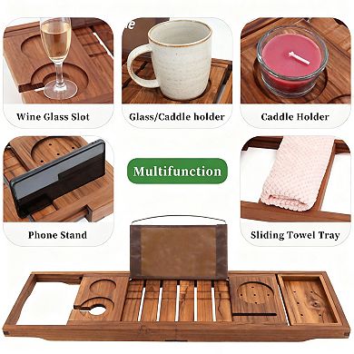Premium Teak Bathtub Tray, Adjustable, Luxury Spa Gift